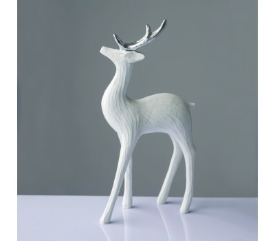 Декорация ACA LIGHTING X1574716 DECORATIVE RESIN WHITE PROUD DEER SILVER HORNS 31cm