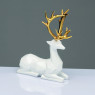 ACA LIGHTING X1584614 DECORATIVE RESIN WHITE SITTING DEER GOLD HORNS 20cm