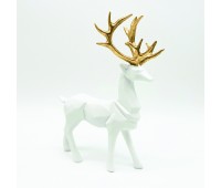 ACA LIGHTING X1584617 DECORATIVE RESIN WHITE STANDING DEER GOLD HORNS 30cm