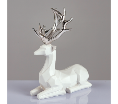 Декорация ACA LIGHTING X1584714 DECORATIVE RESIN WHITE SITTING DEER SILVER HORNS 20cm