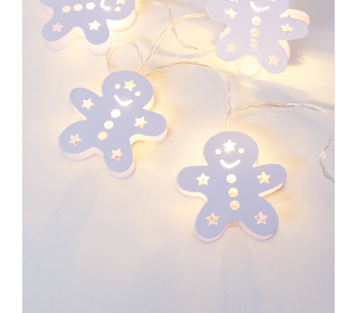 ACA LIGHTING XC10WW2A 0,2W 3000K 1350mm 2 x AA METAL WHITE GINGERBREAD LED DECORATIVE STRING LIGHT