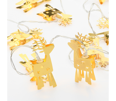 ACA LIGHTING XE10WW2A 0,2W 3000K 1350mm 2 x AA METAL GOLD REINDEER LED DECORATIVE STRING LIGHT