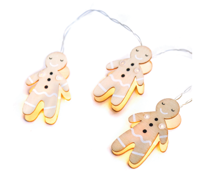 LED светещ гирлянд ACA LIGHTING XF10WW2A 0,2W 3000K 1350mm 2 x AA WOODEN GINGERBREAD DECORATIVE STRING LIGHT