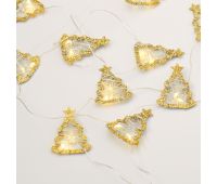 LED светещ гирлянд ACA LIGHTING XM20WW2A 0.4W 3000K 1900mm 2 x AA METAL GOLD GLITTER XMAS TREE STRING LIGHT WITH COPPER WIRE