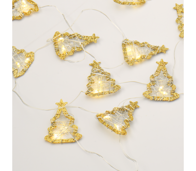 ACA LIGHTING XM20WW2A 0.4W 3000K 1900mm 2 x AA METAL GOLD GLITTER XMAS TREE STRING LIGHT WITH COPPER WIRE