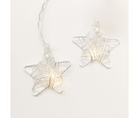 LED светещ гирлянд ACA LIGHTING XMSSTAR10WW2A 0,45W 3000K 1350mm 3 x AA SILVER METAL STAR LED STRING LIGHT
