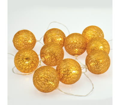 LED светещ гирлянд ACA LIGHTING XP10WW2A 0.2W 3000K 1350mm 2 x AA WOVEN GOLD BALLS DECORATIVE STRING LIGHT
