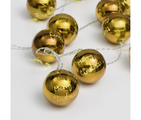 LED светещ гирлянд ACA LIGHTING XPGBALL10WW2A 0,45W 3000K 1350mm 3 x AA GOLD PLASTIC XMAS BALL DECORATIVE STRING LIGHT