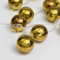 LED светещ гирлянд ACA LIGHTING XPGBALL10WW2A 0,45W 3000K 1350mm 3 x AA GOLD PLASTIC XMAS BALL DECORATIVE STRING LIGHT
