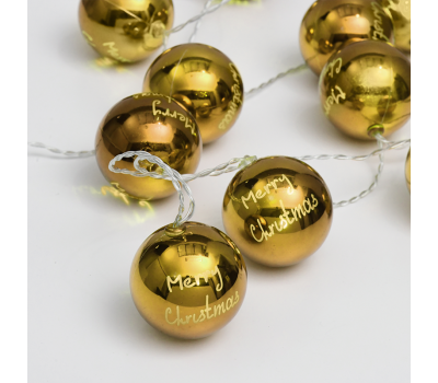 LED светещ гирлянд ACA LIGHTING XPGBALL10WW2A 0,45W 3000K 1350mm 3 x AA GOLD PLASTIC XMAS BALL DECORATIVE STRING LIGHT