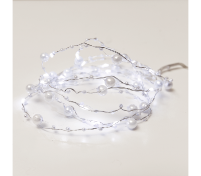 LED светещ гирлянд ACA LIGHTING XSW20W2APEARL 1.2W 6000K 2000mm 2 x AA PLASTIC WHITE PEARL STRING LIGHT WITH COPPER WIRE