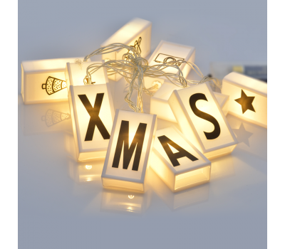 ACA LIGHTING XV10WW2A 0,2W 3000K 1350mm 2 x AA WHITE PLASTIC LETTER DECORATIVE STRING LIGHT