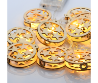 ACA LIGHTING XWBSTARS102AT 0,45W 3000K 1350mm 3 x AA WOODEN XMAS BALL STARS DECORATIVE STRING LIGHT