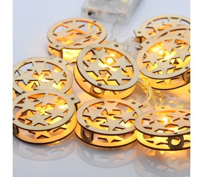 ACA LIGHTING XWBSTARS102AT 0,45W 3000K 1350mm 3 x AA WOODEN XMAS BALL STARS DECORATIVE STRING LIGHT