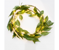 ACA LIGHTING XWGLEAF302A 1.35W 3000K 1200mm 3 x AA WREATH WITH GREEN LEAVES STRING LIGHT WITH COPPER WIRE
