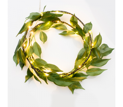 ACA LIGHTING XWGLEAF302A 1.35W 3000K 1200mm 3 x AA WREATH WITH GREEN LEAVES STRING LIGHT WITH COPPER WIRE