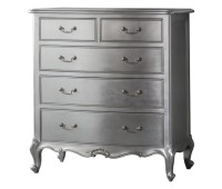 Gallery Direct 5055999223935 Chic 5 Drawer Chest Silver