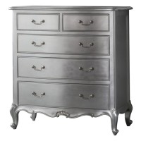 Gallery Direct 5055999223935 Chic 5 Drawer Chest Silver