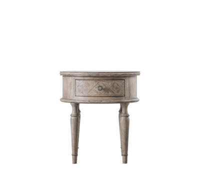 Gallery Direct 5055999224307 Mustique Round 1 Drawer Side Table 