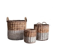 Gallery Direct 5055999253420 Ramon Baskets White and Natural Set of 3