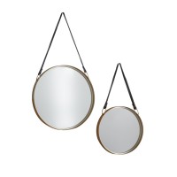 Огледало Gallery Direct 5059413256745 Marston Mirrors with Leather Hanging Strap Gold  Комплект от 2бр.