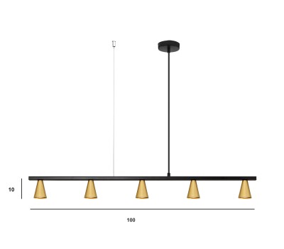 Пендел LUMA Light 100-01202-12BR-17 Black/Gold 5 x GU10