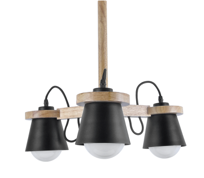 Пендел LUMA Light 114-01135-07 Black/Wood 3 x E27