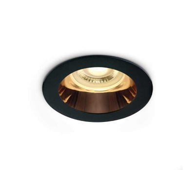 Луна за вграждане One Light 10105M/B/CU Black Round Recessed Lamp