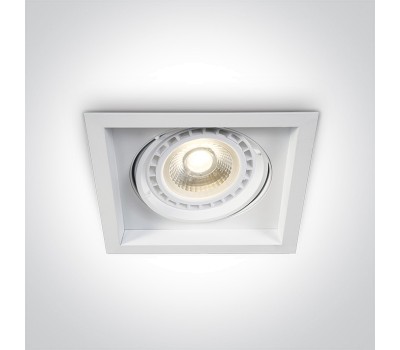 Луна за вграждане One Light 51110N/W GU10 AR111 WHITE SQUARE RECESSED LAMP