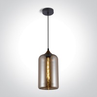Пендел One Light 63138/А BLACK AMBER ROUND PENDANT LAMP