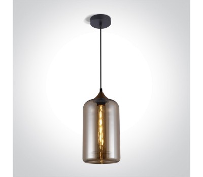 Пендел One Light 63138/А BLACK AMBER ROUND PENDANT LAMP