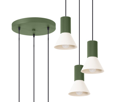 Pendant lamp SOLLUX SL.1873 ESTRIA BEIGE / OLIVE GREEN 3 x E14