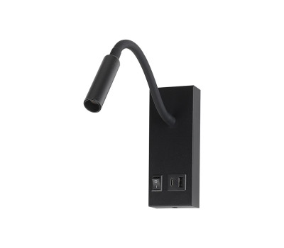 V-TAC 241516 3W CREE LED 3000K BLACK WALL USB LAMP V-TAC 241516 3W CREE LED 3000K BLACK WALL USB LAMP