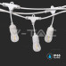 Градински кабел с фасунги V-TAC 7699 WHITE STRING LIGHT 15 x E27 IP65 Градински кабел с фасунги V-TAC 7699 WHITE STRING LIGHT 15 x E27 IP65