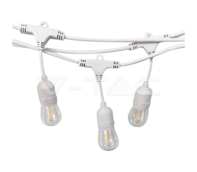 Градински кабел с фасунги V-TAC 7699 WHITE STRING LIGHT 15 x E27 IP65 Градински кабел с фасунги V-TAC 7699 WHITE STRING LIGHT 15 x E27 IP65