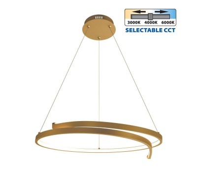 VIVALUX 004869 OMICRON LED 38W LED CCT 3000K - 4000K - 6000K SATIN BRASS
