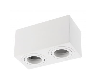 Луна за външен монтаж GTV Light OS-AVB80160KW2-10 AVEIRO DUO 2 x GU10 WHITE SQUARE SURFACE MOUNTING LAMP