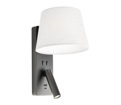 LED аплик с ключ и USB REDO 01-4764 NEMIA AP LED 2700K SBK + SCW Beige