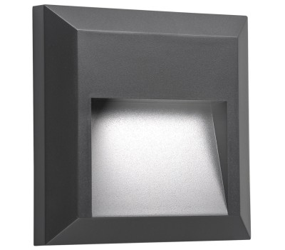 LED фасадна луна за външен монтаж VK LEADING LIGHT VK/02022/AN/W PAM 1W 3000K IP65 ANTHRACITE SQUARE FACADE WALL LAMP