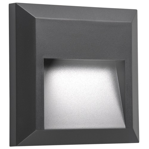 LED фасадна луна за външен монтаж VK LEADING LIGHT VK/02022/AN/D PAM 1W 6000K IP65 ANTHRACITE SQUARE FACADE WALL LAMP