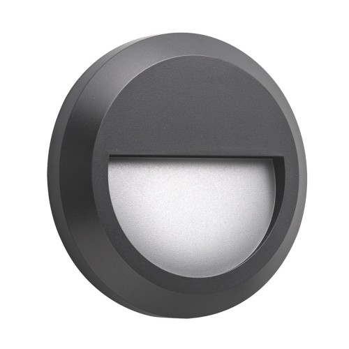 LED фасадна луна за външен монтаж VK LEADING LIGHT VK/02023/AN/W PAM 2W 3000K IP65 ANTHRACITE ROUND FACADE WALL LAMP