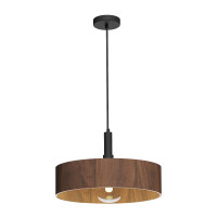 VK LEADING LIGHT VK/03349/PE/WW/40 HALO 1 x E27 WALNUT WOOD PENDANT LAMP