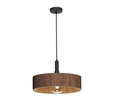 VK LEADING LIGHT VK/03349/PE/WW/40 HALO 1 x E27 WALNUT WOOD PENDANT LAMP