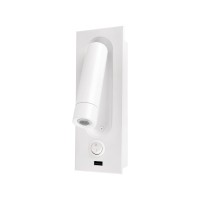 VK LEADING LIGHT VK/04177/WA/W/W MILO 3W 3000K WHITE RECESSED WALL LAMP WITH USB CHARGER