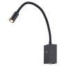 LED аплик с USB изход VK LEADING LIGHT VK/04232/B/W THEO 3W 3000K BLACK WALL LAMP USB CHARGER