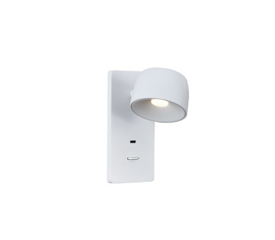LED аплик с ключ и USB изход VK LEADING LIGHT VK/04735/WA/W/W/USB POP 5.8W 3000K WHITE WALL LAMP